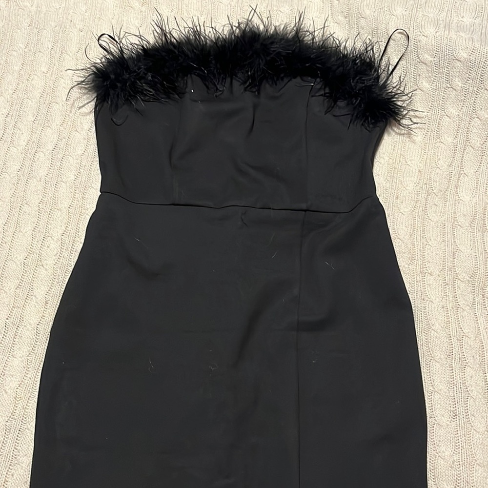 Faux feather long dress